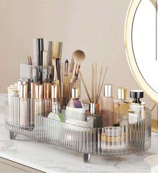 Acrylic Cosmetic Organizer Box With Rotating Pen Holder