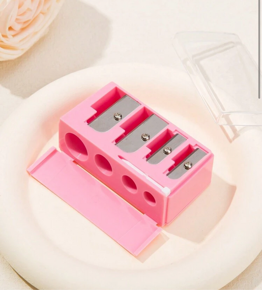 Pink High-End 4-Hole Eyeliner & Eyebrow Pencil Makeup Pen Set With Pencil Sharpener